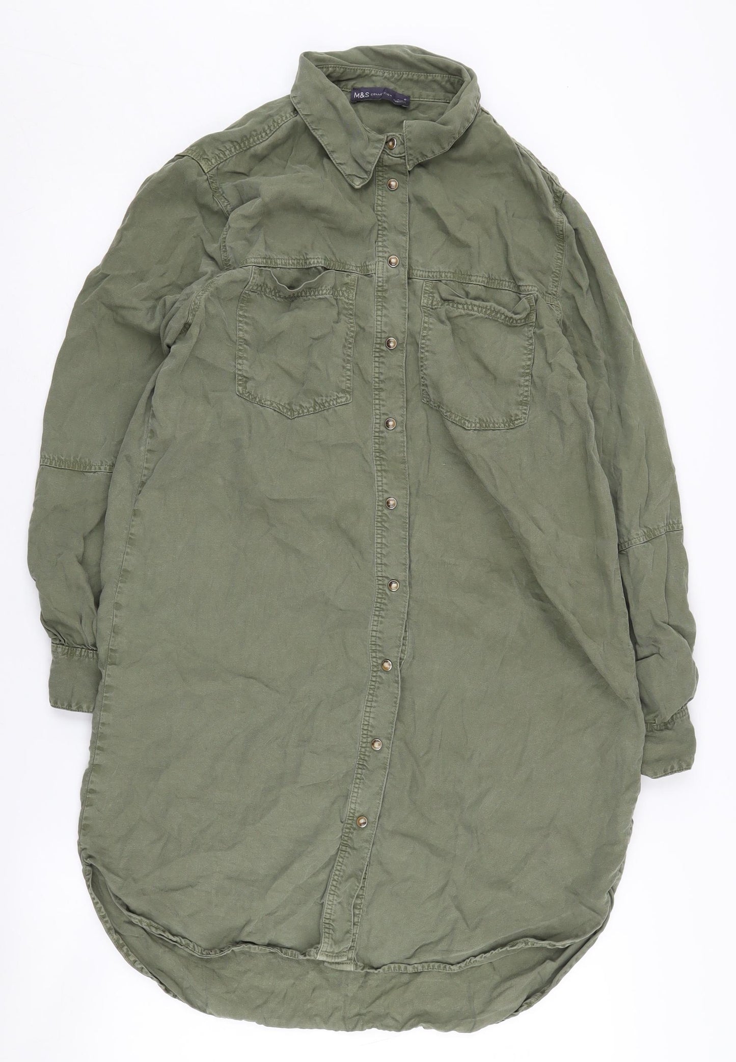 Marks and Spencer Women's Green Size 10 Button-Up Shirt