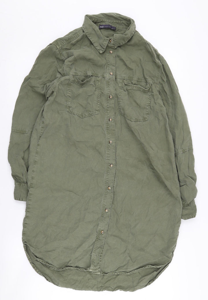 Marks and Spencer Women's Green Size 10 Button-Up Shirt