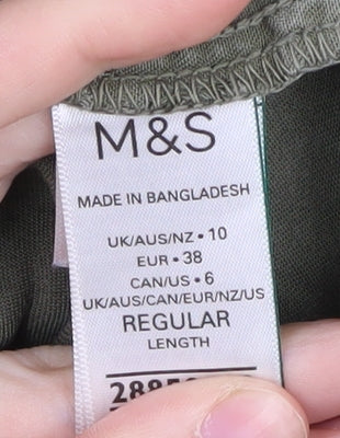 Marks and Spencer Women's Green Size 10 Button-Up Shirt