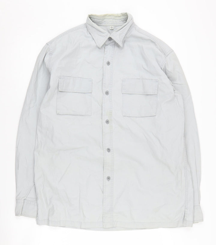 Men's White Long Sleeve Button-Up Shirt Medium