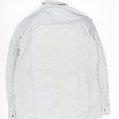 Men's White Long Sleeve Button-Up Shirt Medium
