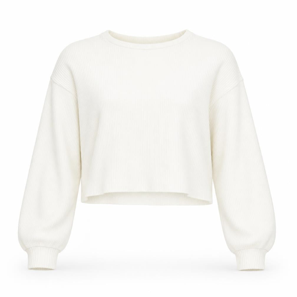 Front view of Bershka Women's White Crew Neck Jumper, size 8