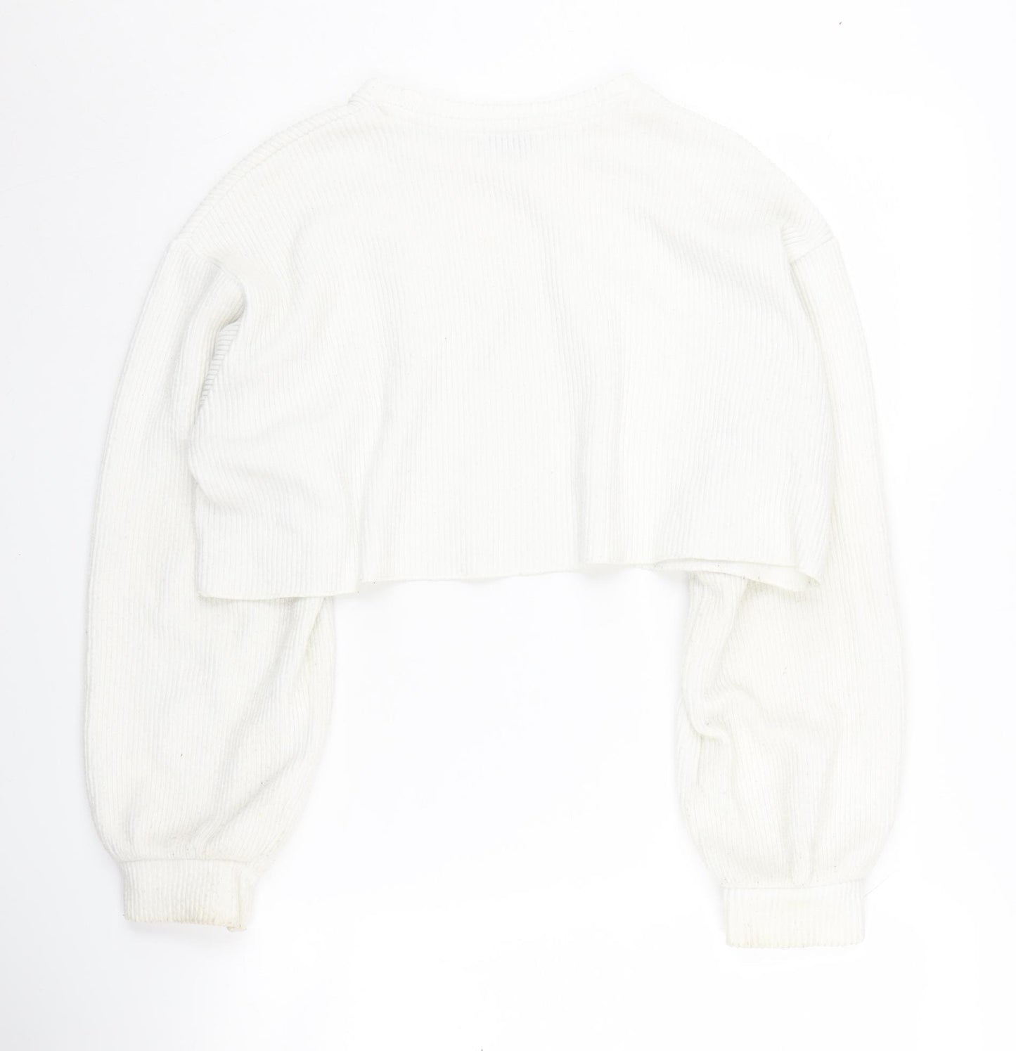 Bershka Women's White Crew Neck Jumper Size 8