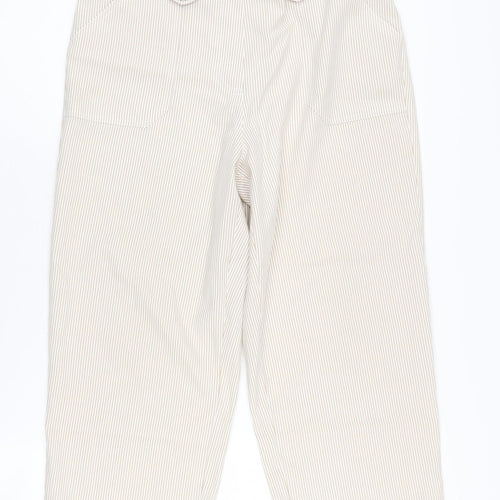 Classic Women's Beige Cropped Striped Trousers Size 12 Classic