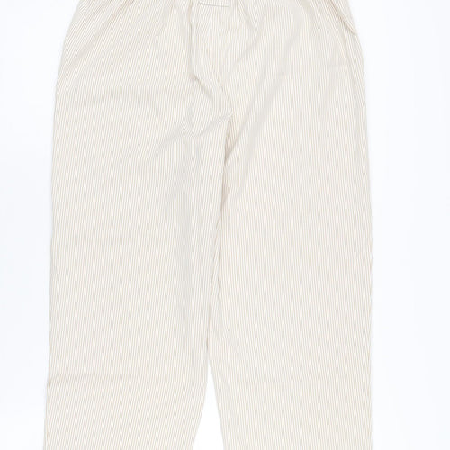 Classic Women's Beige Cropped Striped Trousers Size 12 Classic