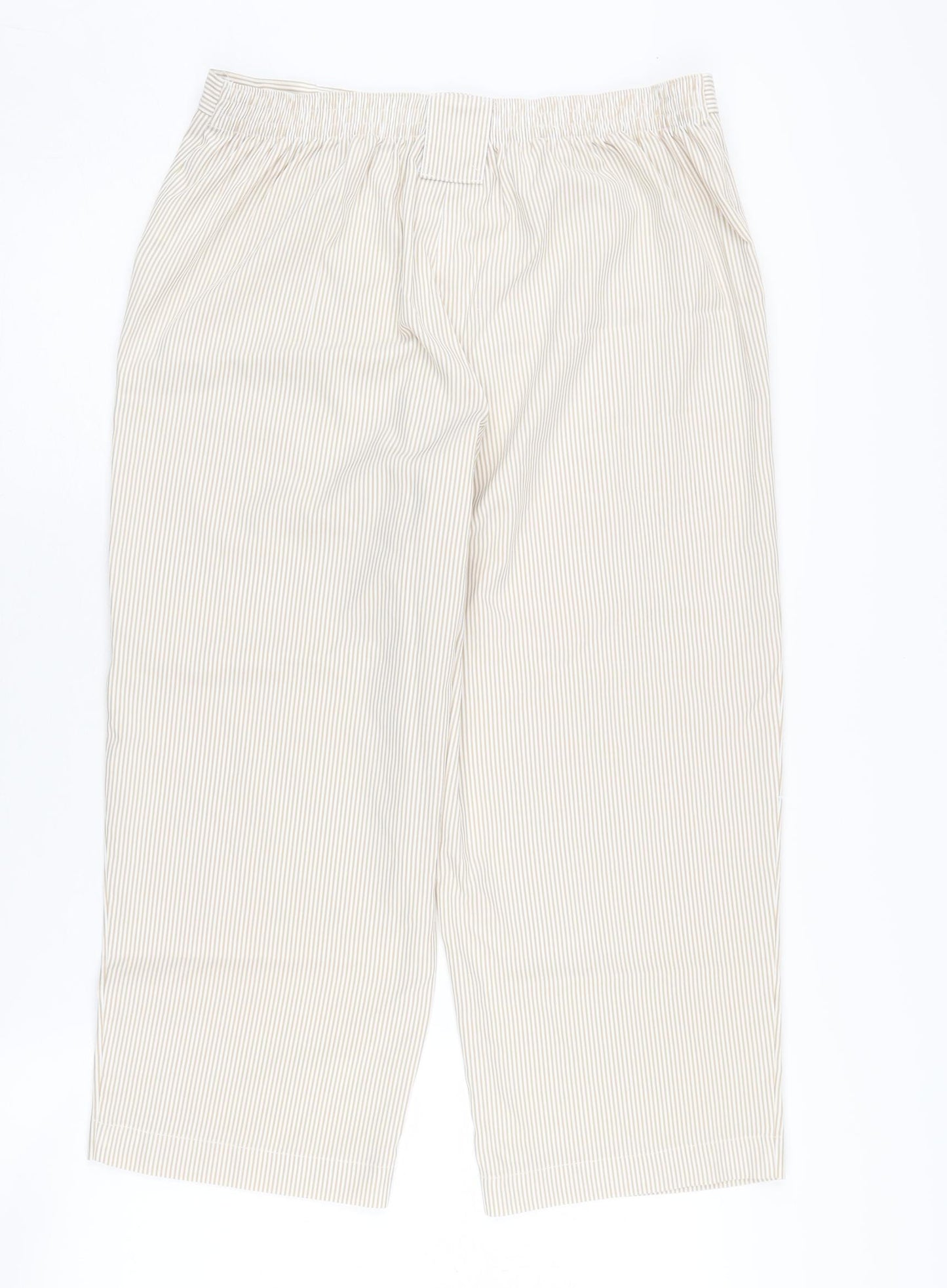 Classic Women's Beige Cropped Striped Trousers Size 12 Classic