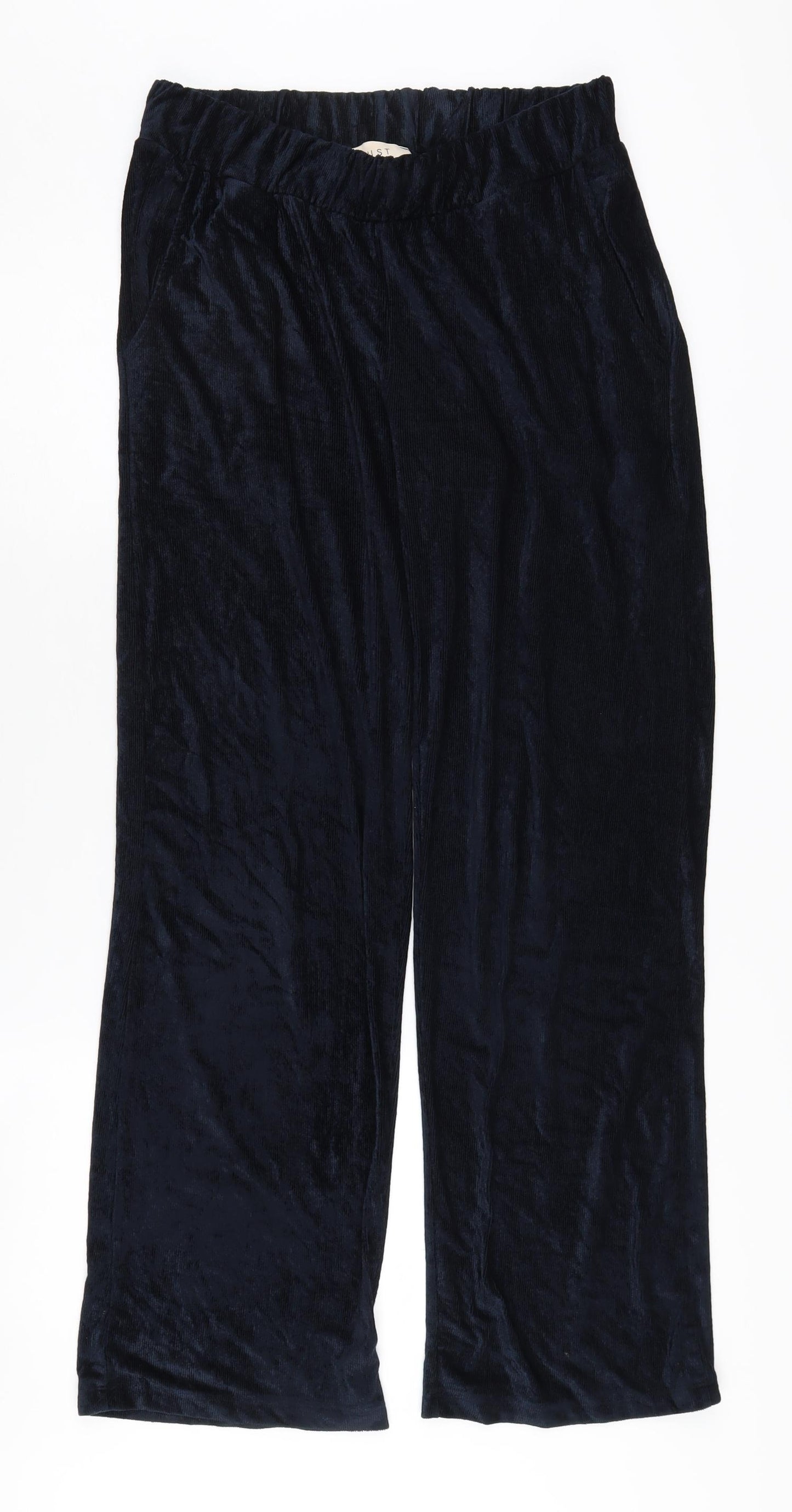 JUST Women's Black Velour Trousers, Size M, Wide-Leg