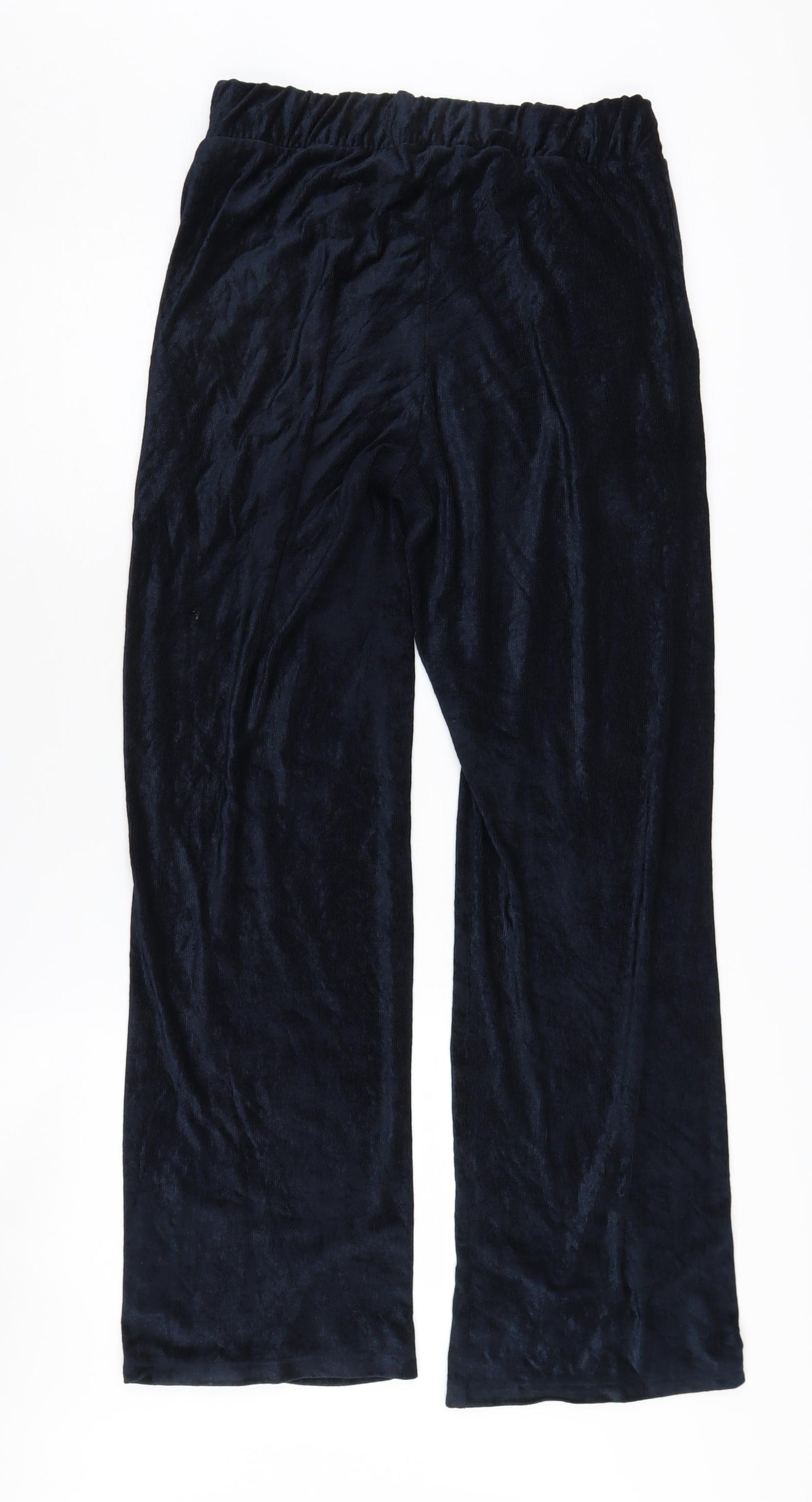 JUST Women's Black Velour Trousers, Size M, Wide-Leg