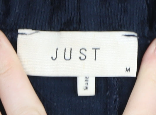 JUST Women's Black Velour Trousers, Size M, Wide-Leg