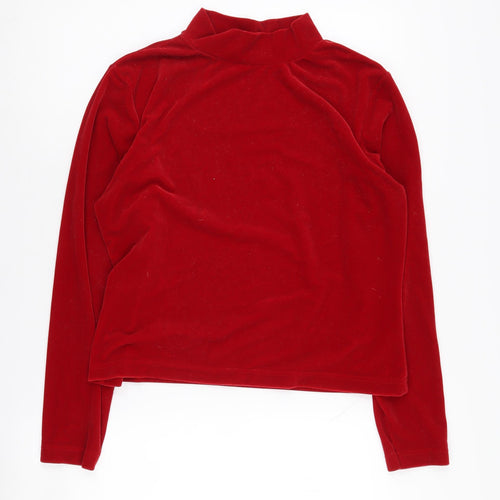 Canda Women's Red Velvet Mock Neck Jumper Size 16