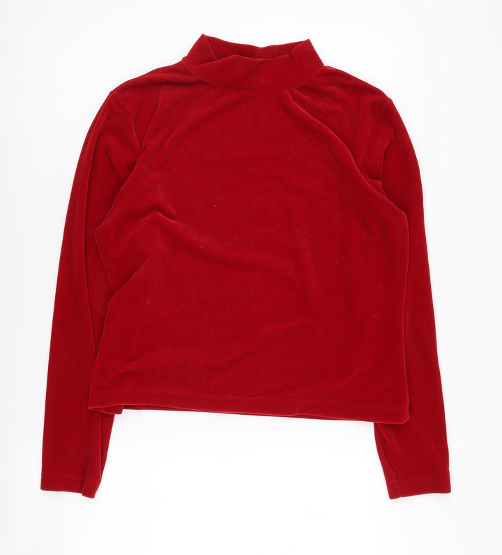 Canda Women's Red Velvet Mock Neck Jumper Size 16