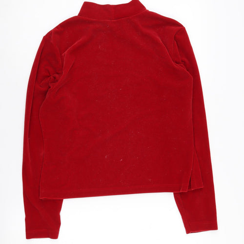 Canda Women's Red Velvet Mock Neck Jumper Size 16
