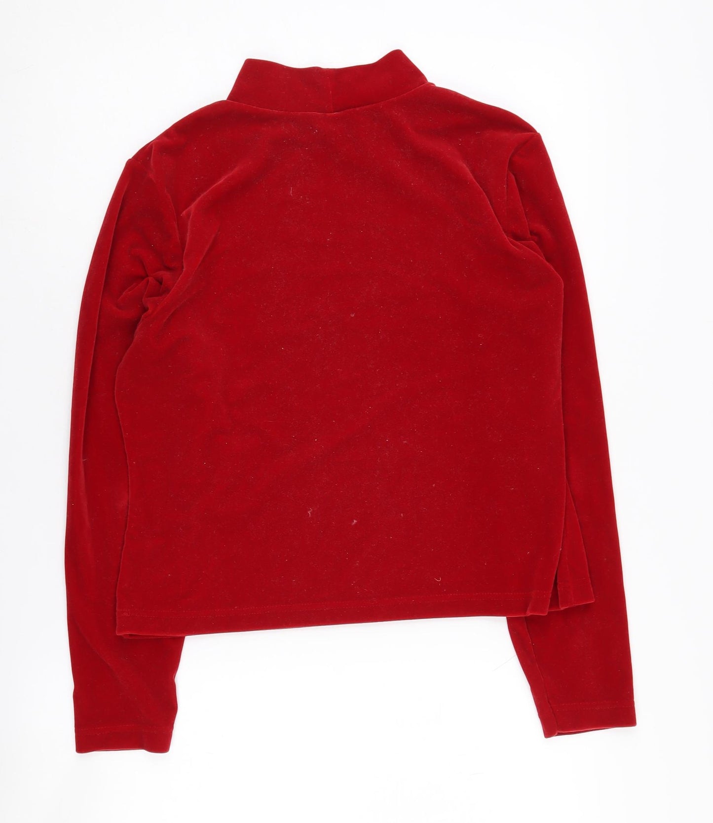 Canda Women's Red Velvet Mock Neck Jumper Size 16