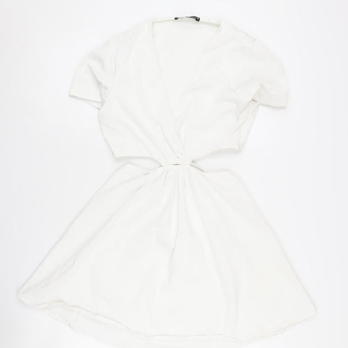 Zara Women's Short White Wrap Dress Size 8