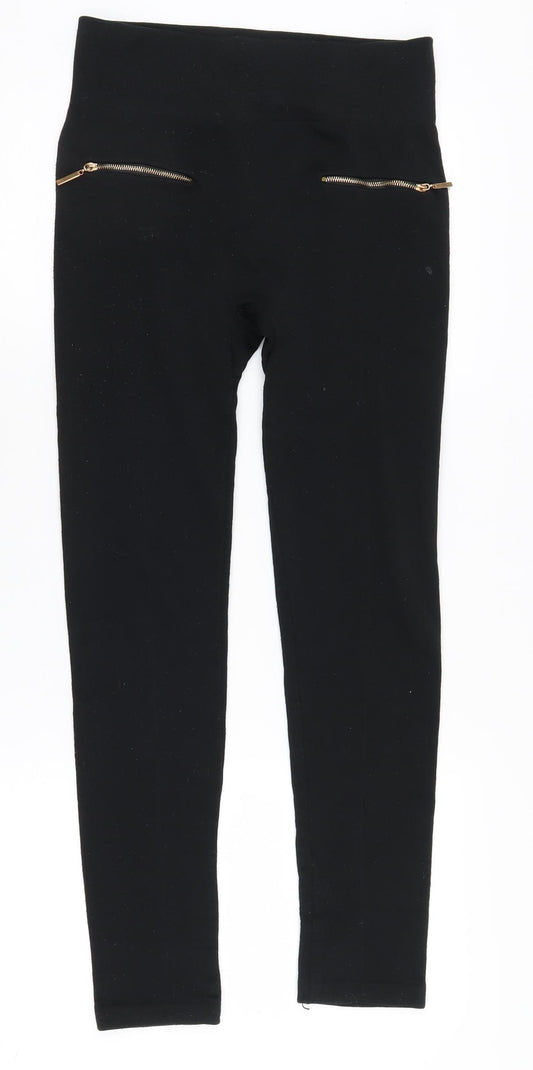 Quiz Women's Black Zipped Pocket Leggings M
