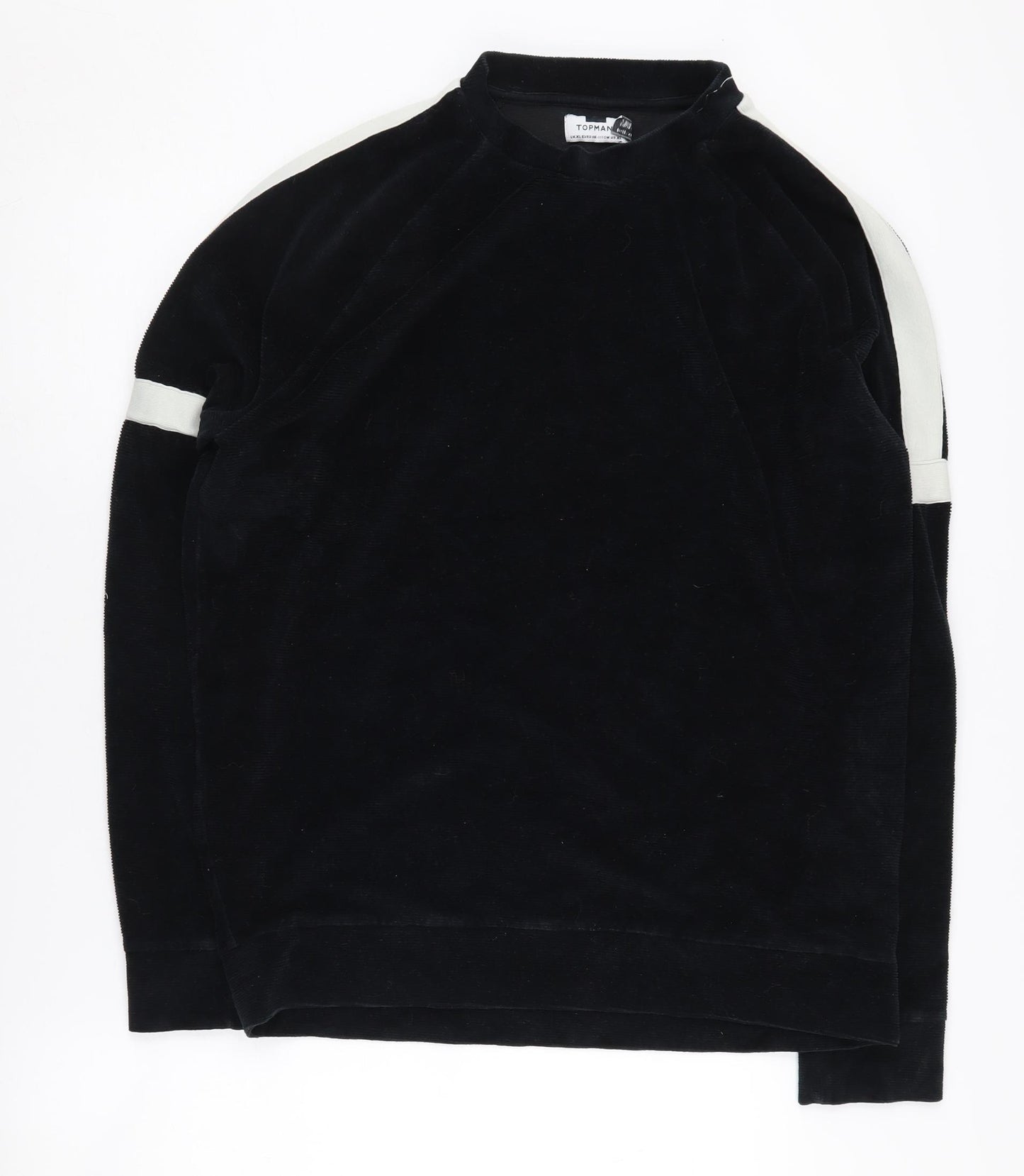 Topman Men's Black XL Sweatshirt, Long Sleeve Crew Neck