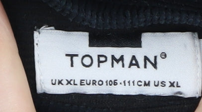 Topman Men's Black XL Sweatshirt, Long Sleeve Crew Neck