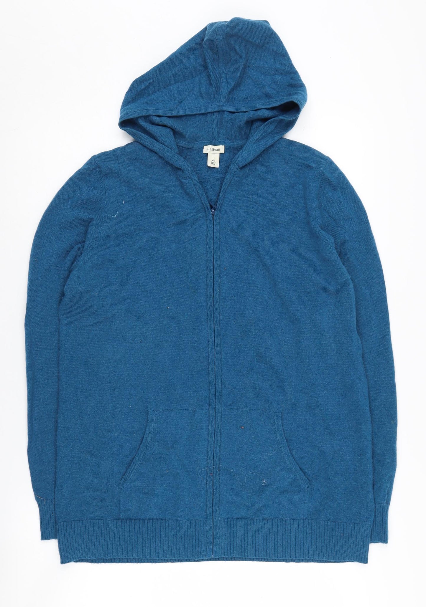 L.L. Bean Women's Blue Cashmere Full Zip Hoodie L