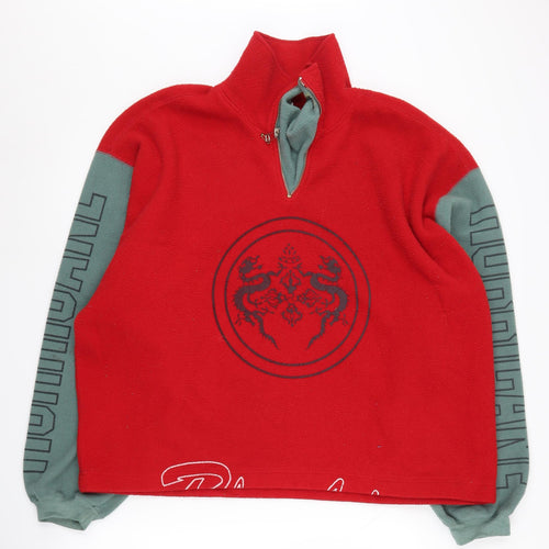 Jones & Jones Men's Red 1/4 Zip Graphic Sweatshirt, L