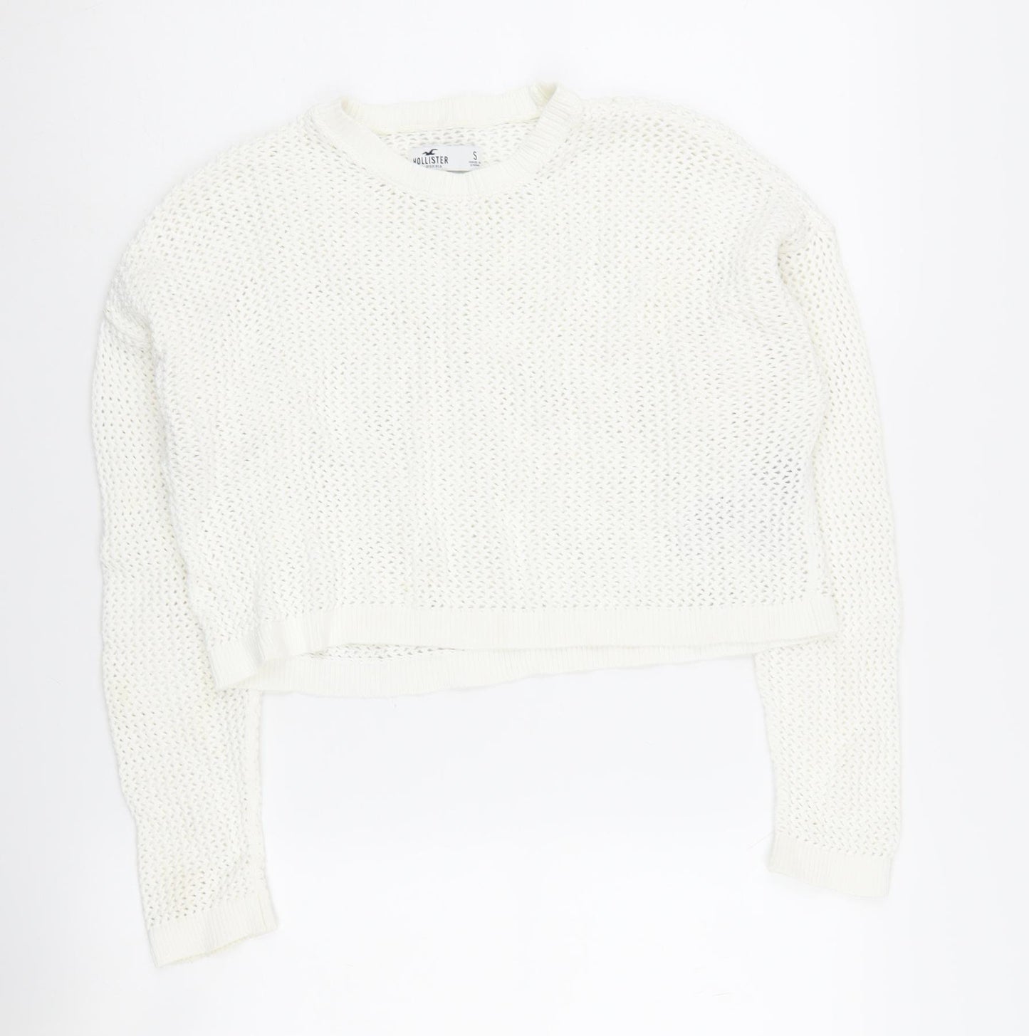 Hollister Women's White Knit Pullover Jumper - Size S