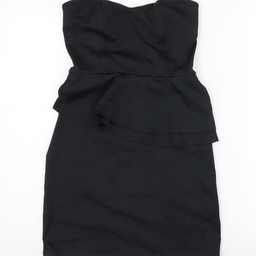 Oasis Women's Black Strapless Peplum Dress, Size 10