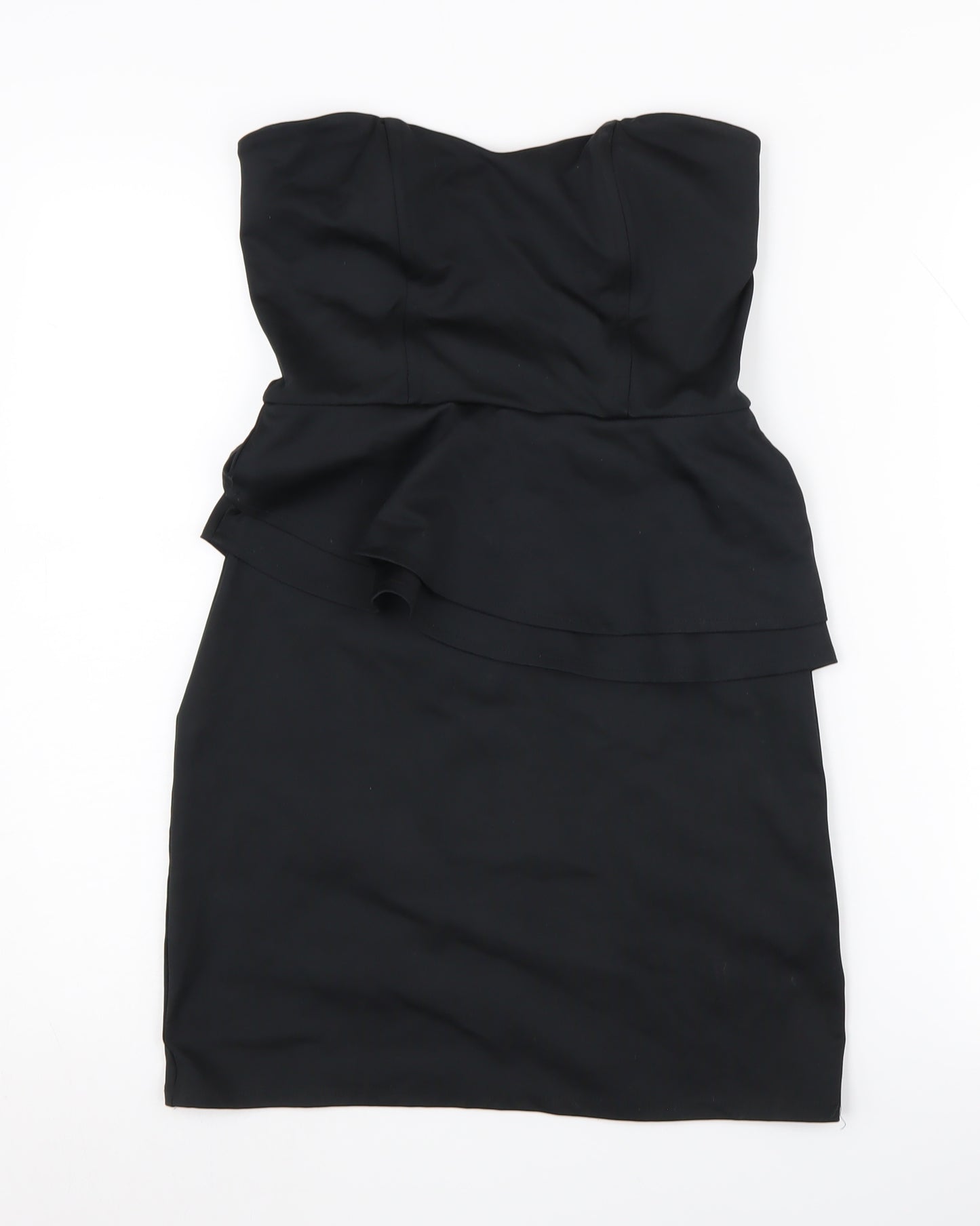 Oasis Women's Black Strapless Peplum Dress, Size 10