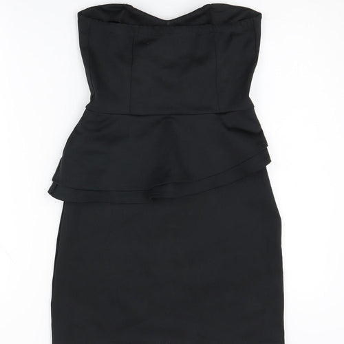 Oasis Women's Black Strapless Peplum Dress, Size 10