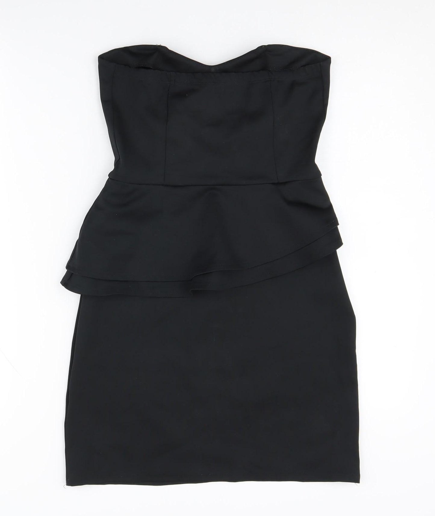 Oasis Women's Black Strapless Peplum Dress, Size 10