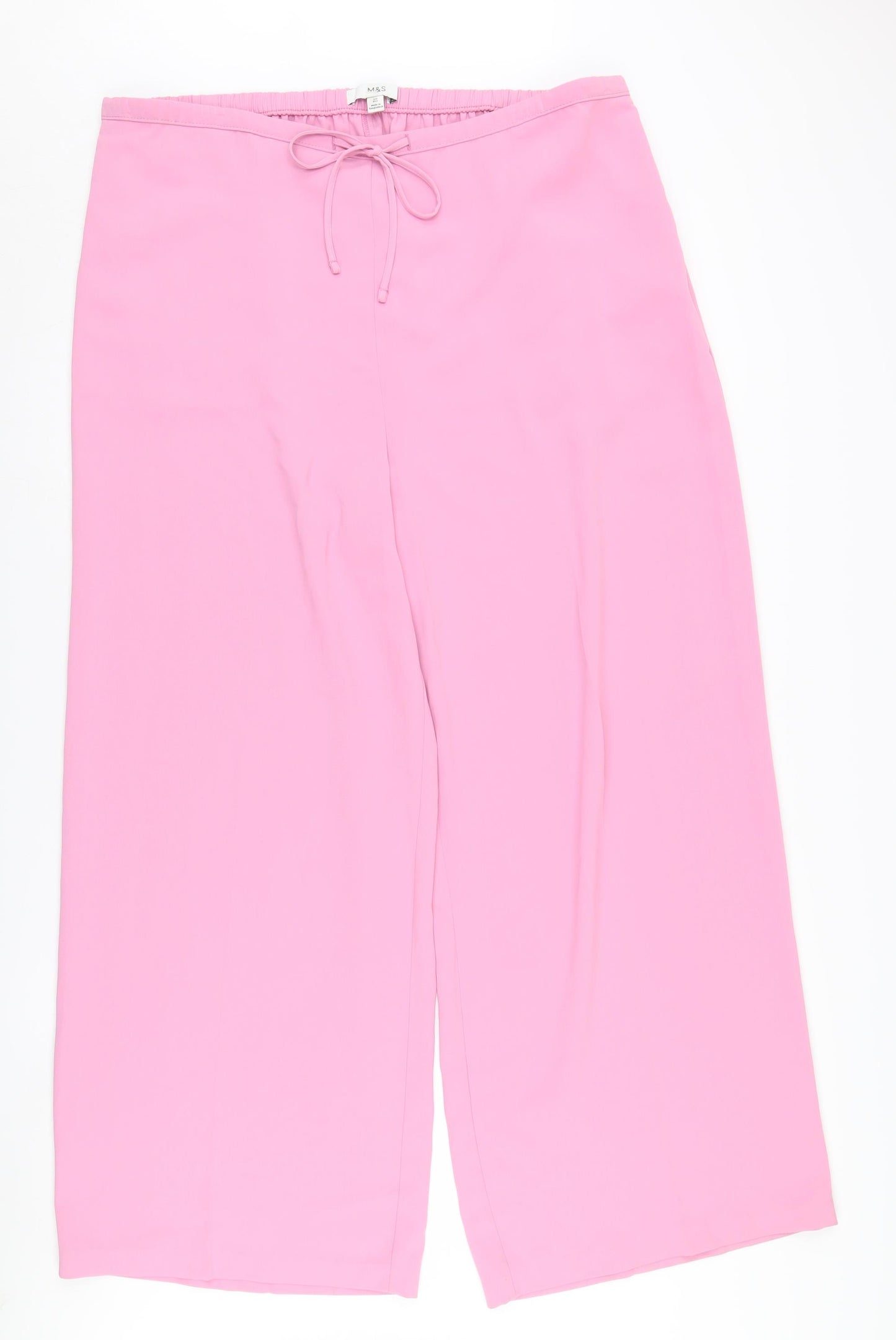 Marks and Spencer Women's Pink Wide-Leg Trousers