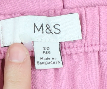 Marks and Spencer Women's Pink Wide-Leg Trousers