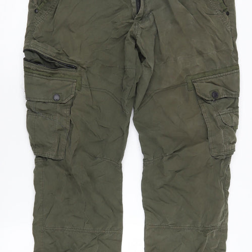 Next Men's Green Cargo Trousers Size 38 - Loose Fit
