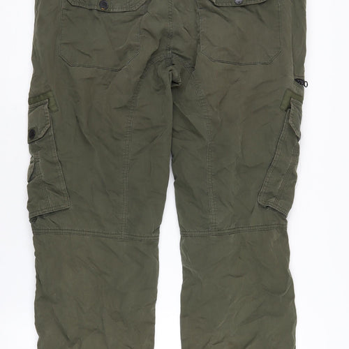 Next Men's Green Cargo Trousers Size 38 - Loose Fit