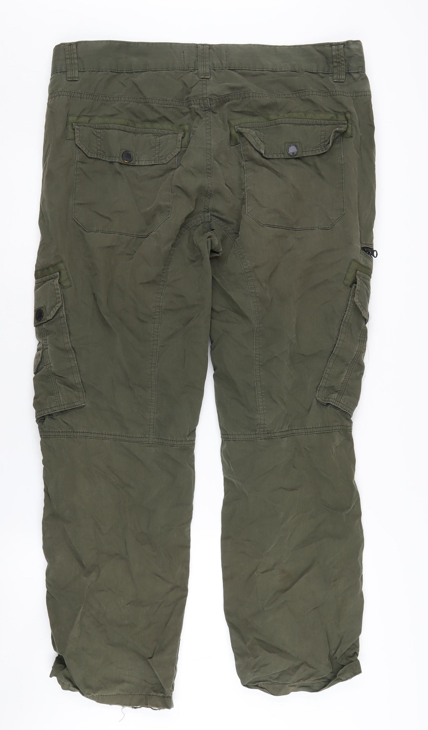 Next Men's Green Cargo Trousers Size 38 - Loose Fit