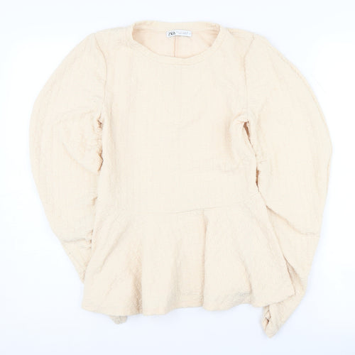 Zara Beige Long Sleeve Top for Women - UK 6