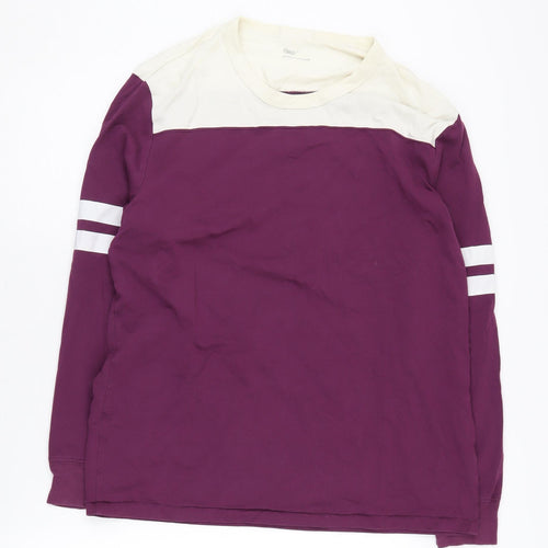 Gap Men's Purple Ivory Long Sleeve Crew Neck T-Shirt L