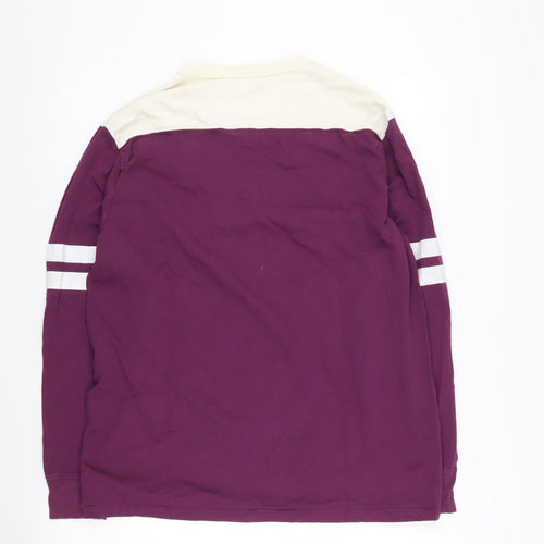 Gap Men's Purple Ivory Long Sleeve Crew Neck T-Shirt L