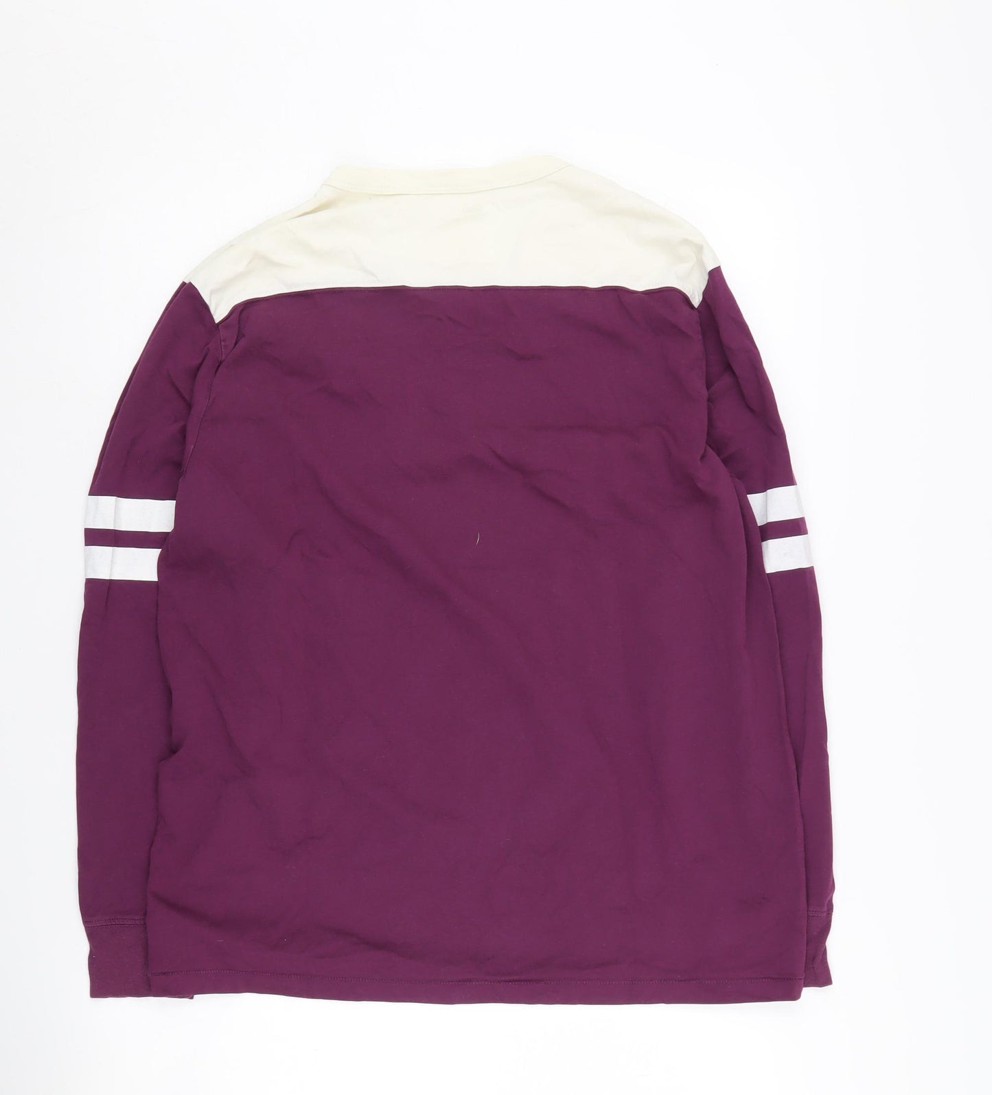 Gap Men's Purple Ivory Long Sleeve Crew Neck T-Shirt L