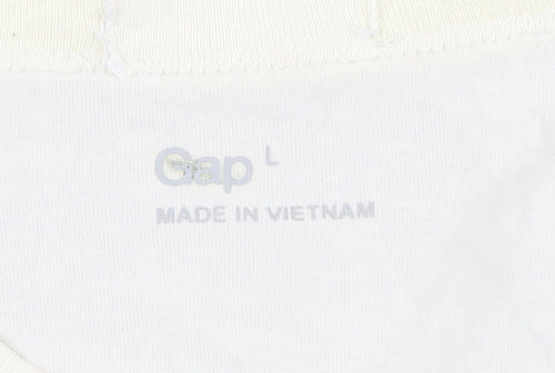 Gap Men's Purple Ivory Long Sleeve Crew Neck T-Shirt L