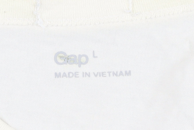 Gap Men's Purple Ivory Long Sleeve Crew Neck T-Shirt L