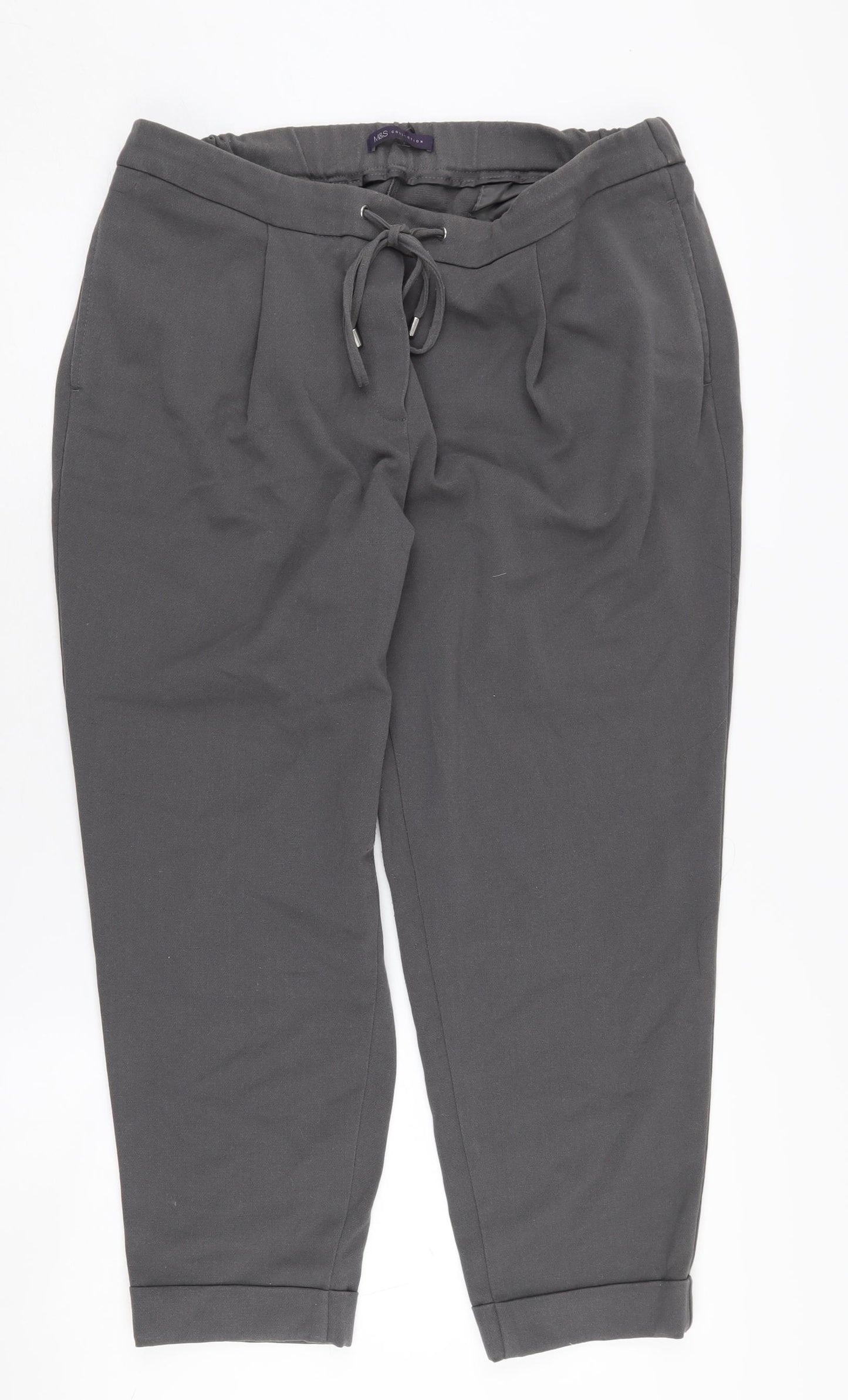 Marks and Spencer Women's Grey Cropped Trousers Size 16