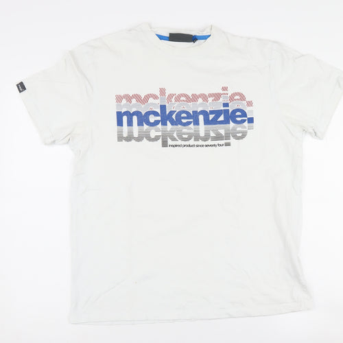 McKenzie Men's White Graphic Print T-Shirt Size L