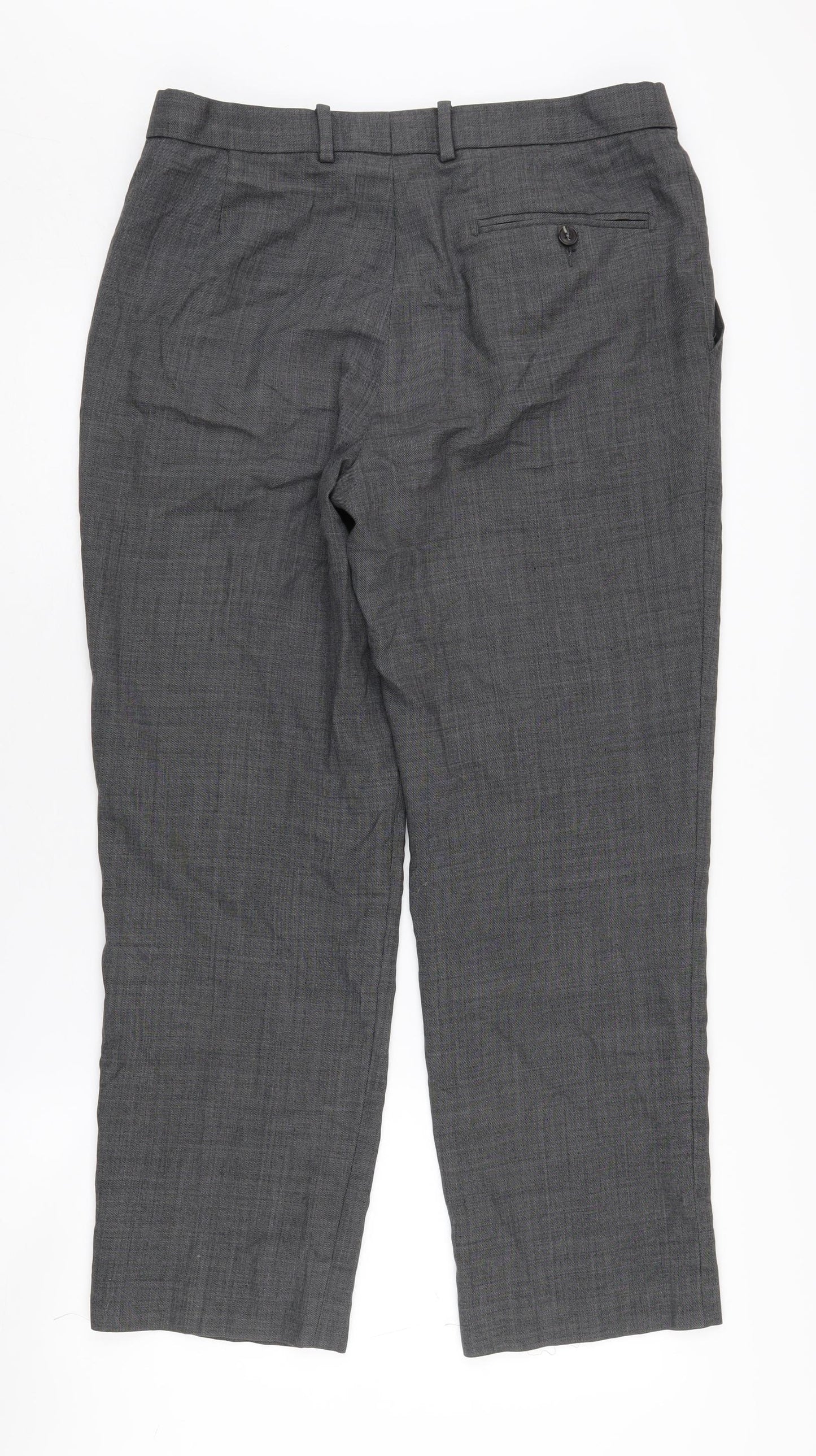 Marks and Spencer Men's Grey Regular Trousers 32
