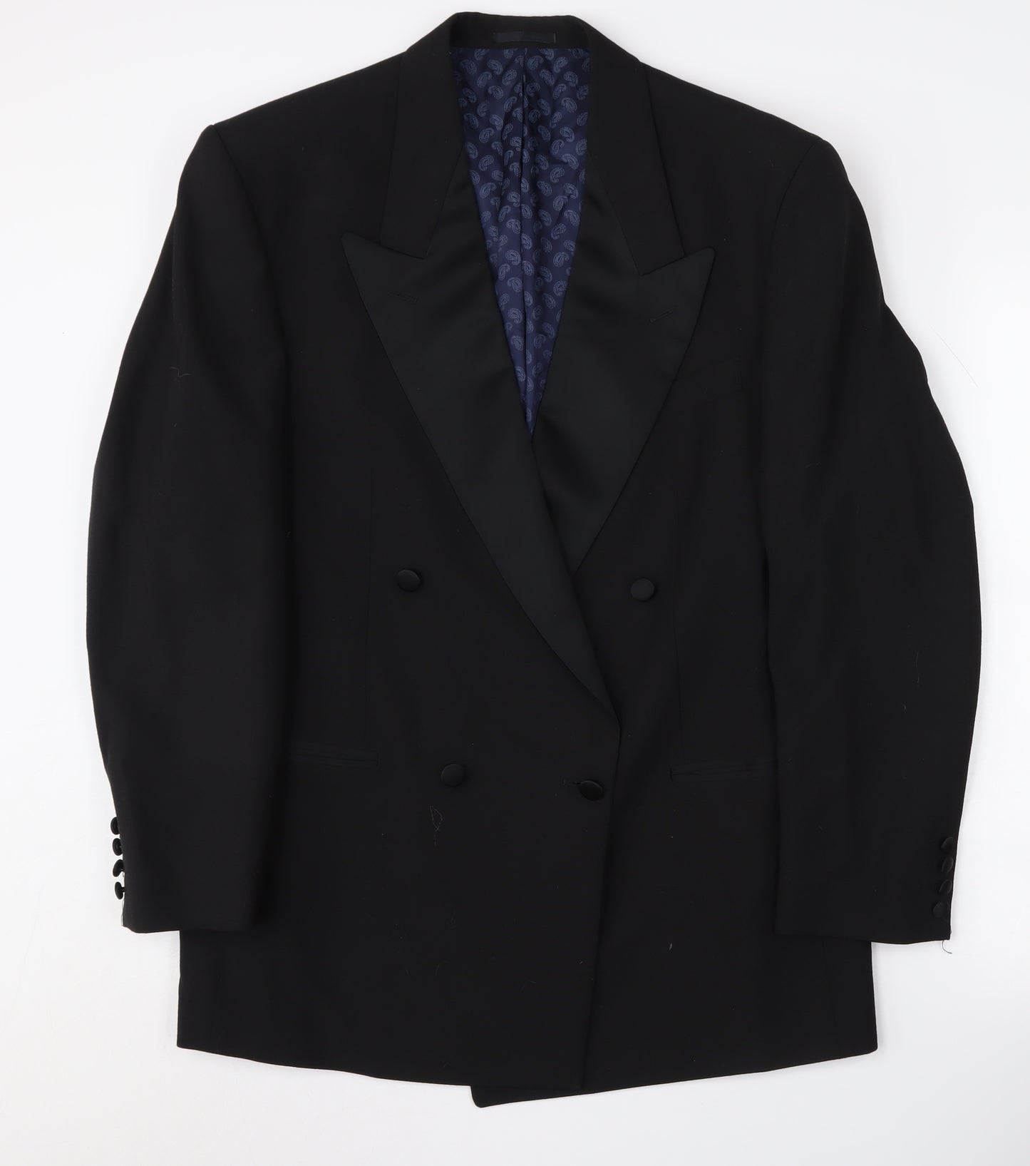 Moss Bros Men's Black Wool Tuxedo Blazer, 40R, Formal Classic