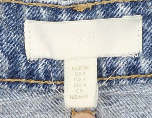 H&M Women's Blue Distressed Jeans, Size 8, Casual Denim