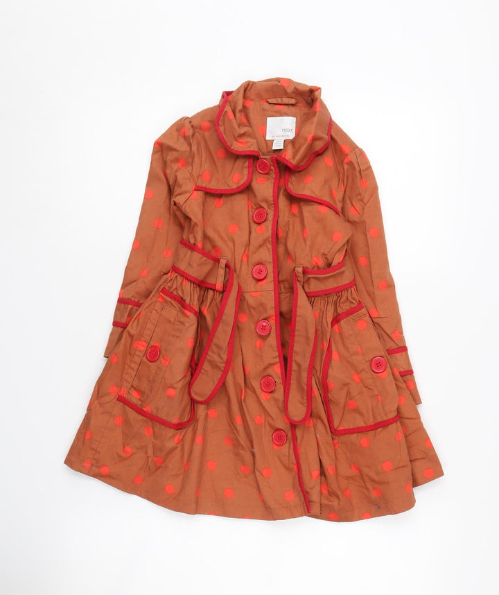 Next Girls Brown Polka Dot Trench Coat, Age 4-5 Years