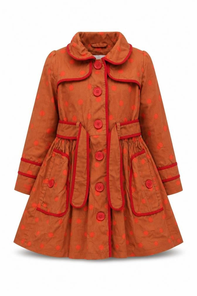 Next Girls Brown Polka Dot Trench Coat, Age 4-5 Years