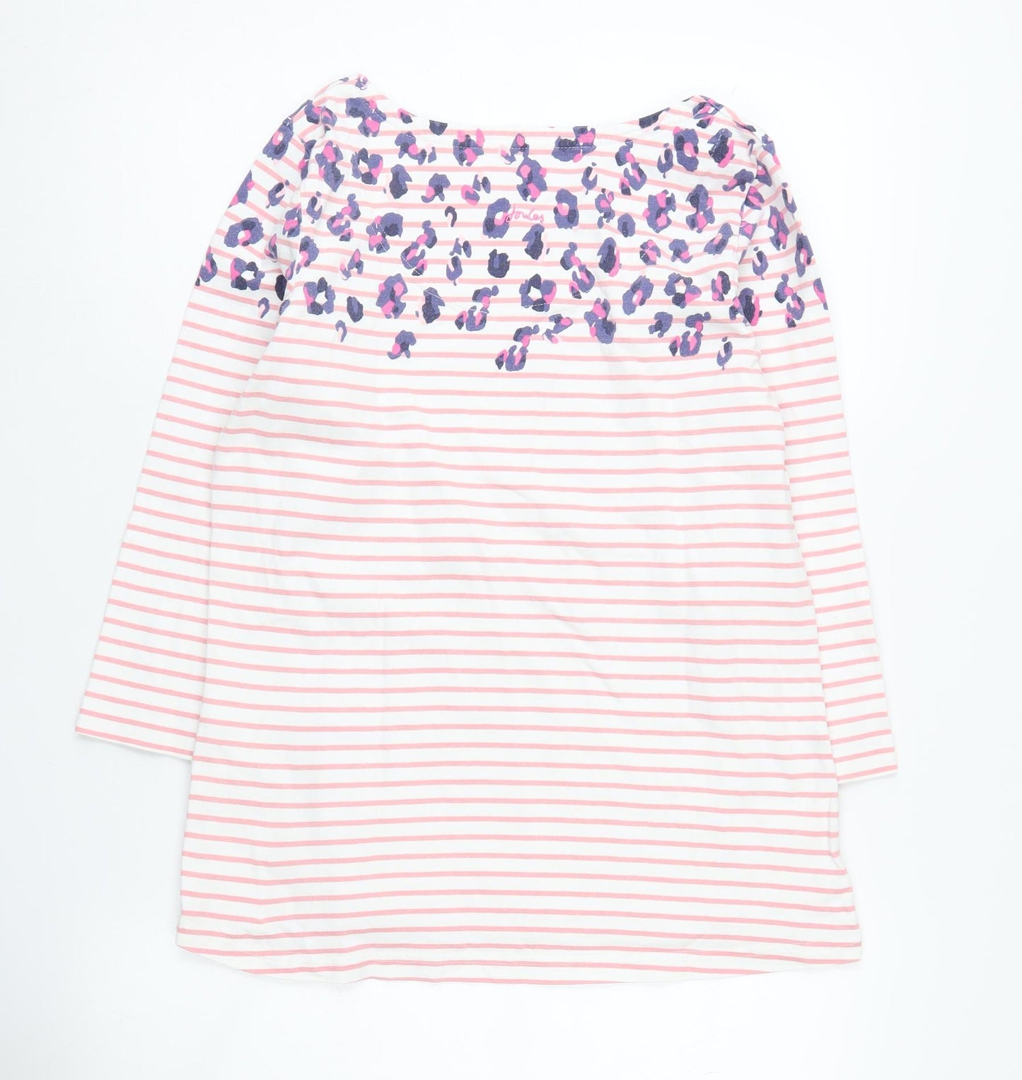 Joules Women's Pink Striped T-Shirt Size 12