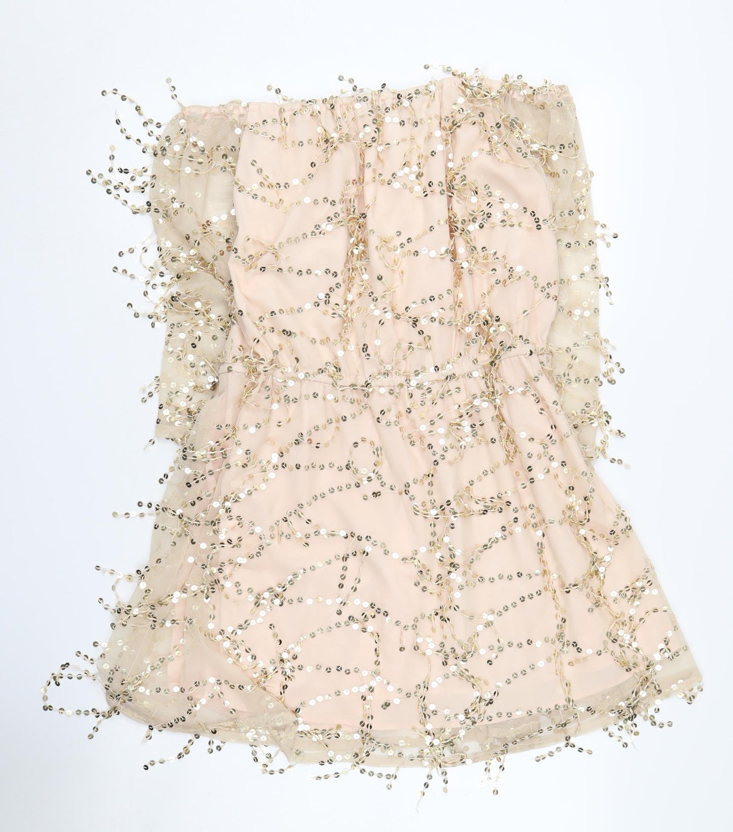 Quiz Women's Beige Sequin A-Line Party Dress Size 16