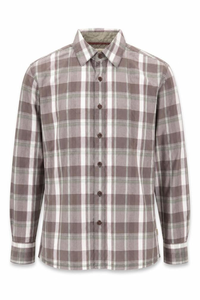 FatFace Men's Grey Plaid Long Sleeve Button-Up Shirt
