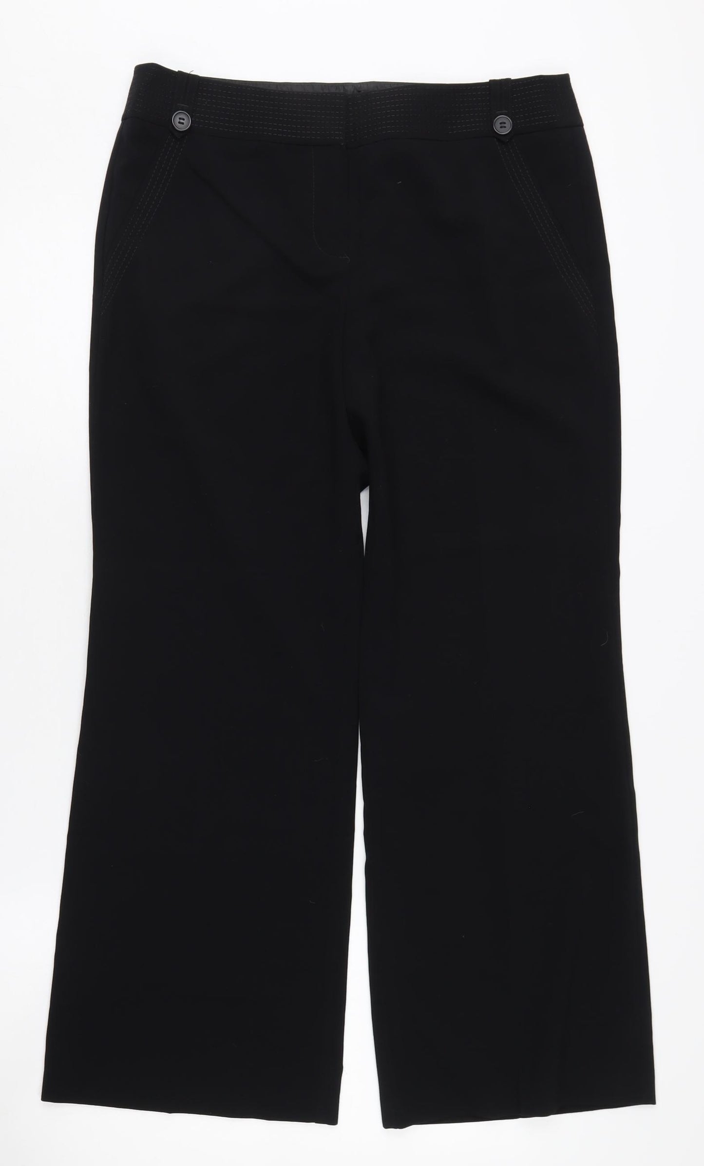 Marks and Spencer Women's Black Wide-Leg Trousers Size 12